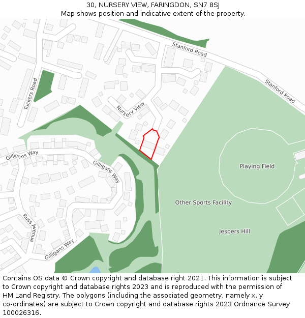 30, NURSERY VIEW, FARINGDON, SN7 8SJ: Location map and indicative extent of plot