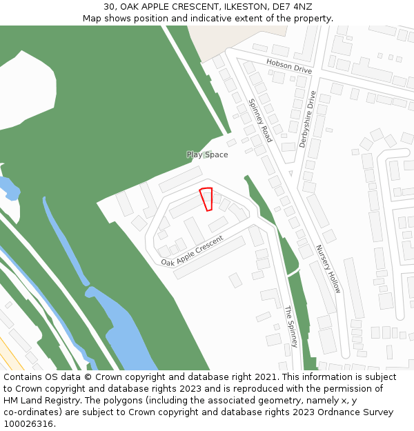 30, OAK APPLE CRESCENT, ILKESTON, DE7 4NZ: Location map and indicative extent of plot