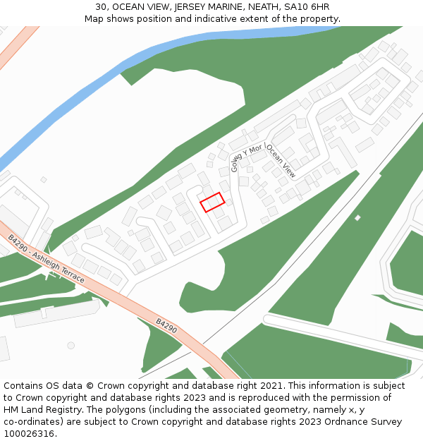 30, OCEAN VIEW, JERSEY MARINE, NEATH, SA10 6HR: Location map and indicative extent of plot