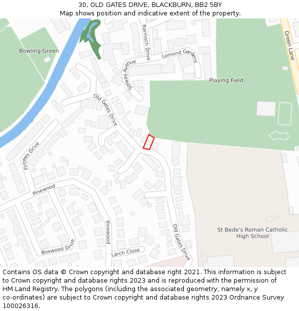 30, OLD GATES DRIVE, BLACKBURN, BB2 5BY: Location map and indicative extent of plot