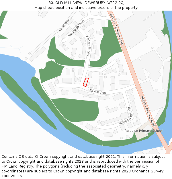 30, OLD MILL VIEW, DEWSBURY, WF12 9QJ: Location map and indicative extent of plot