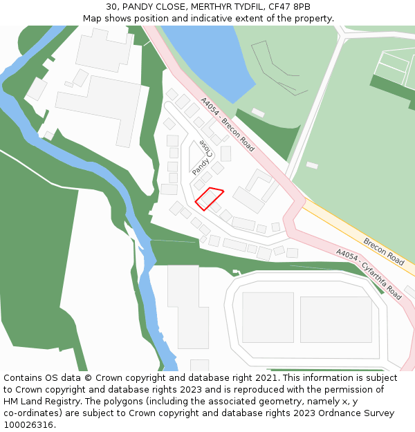 30, PANDY CLOSE, MERTHYR TYDFIL, CF47 8PB: Location map and indicative extent of plot