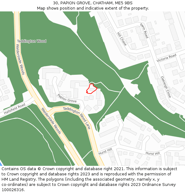 30, PAPION GROVE, CHATHAM, ME5 9BS: Location map and indicative extent of plot