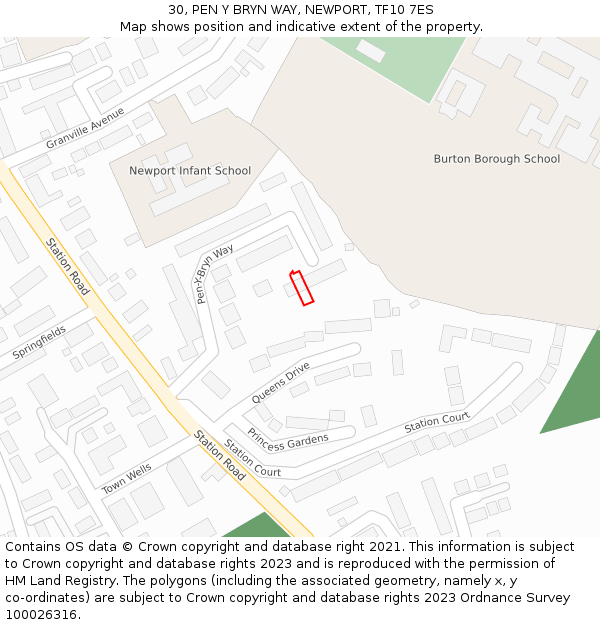 30, PEN Y BRYN WAY, NEWPORT, TF10 7ES: Location map and indicative extent of plot