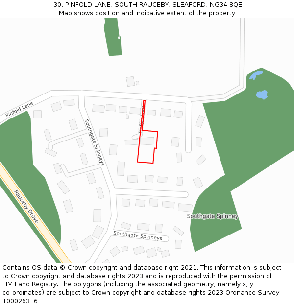 30, PINFOLD LANE, SOUTH RAUCEBY, SLEAFORD, NG34 8QE: Location map and indicative extent of plot