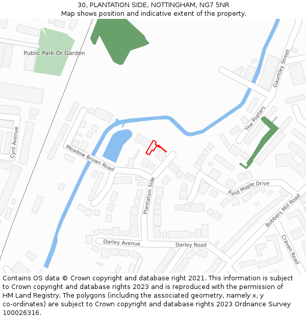 30, PLANTATION SIDE, NOTTINGHAM, NG7 5NR: Location map and indicative extent of plot