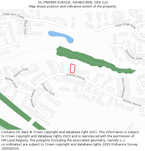 30, PREMIER AVENUE, ASHBOURNE, DE6 1LH: Location map and indicative extent of plot