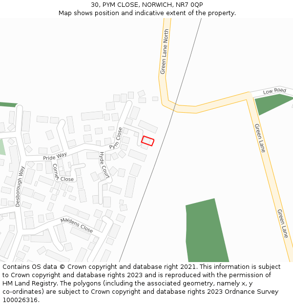 30, PYM CLOSE, NORWICH, NR7 0QP: Location map and indicative extent of plot