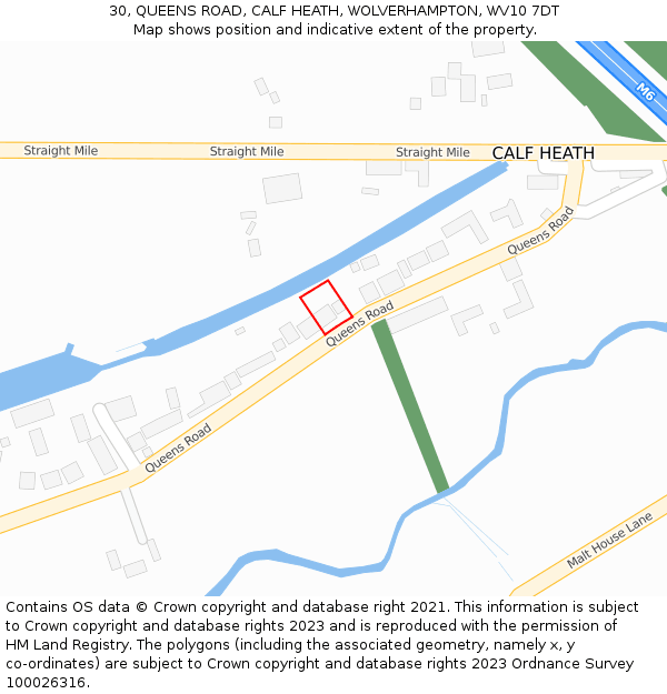 30, QUEENS ROAD, CALF HEATH, WOLVERHAMPTON, WV10 7DT: Location map and indicative extent of plot