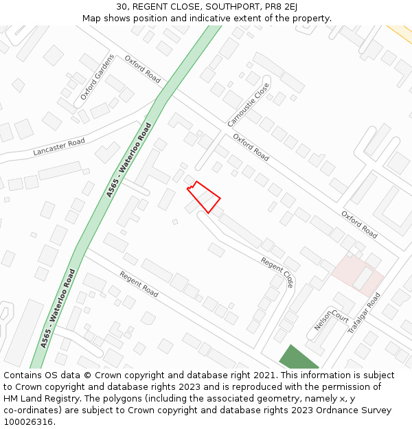 30, REGENT CLOSE, SOUTHPORT, PR8 2EJ: Location map and indicative extent of plot