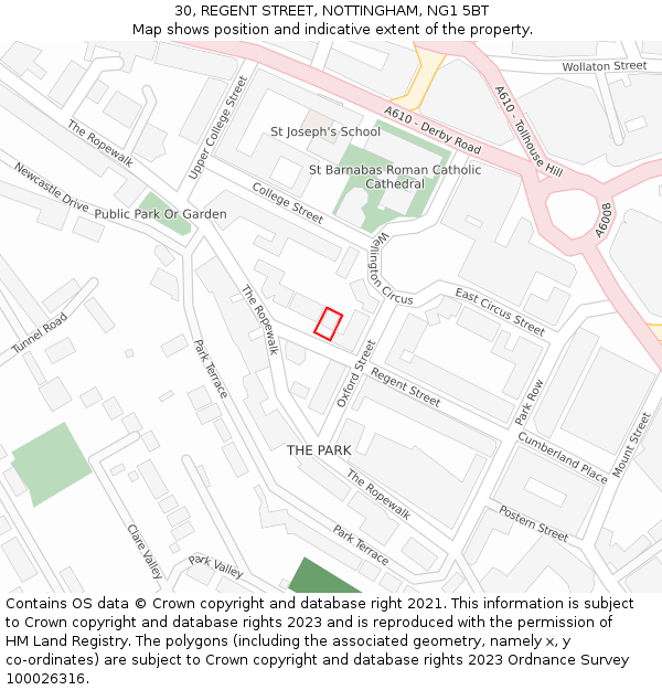 30, REGENT STREET, NOTTINGHAM, NG1 5BT: Location map and indicative extent of plot