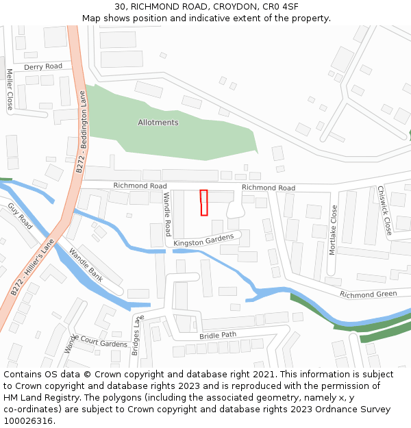 30, RICHMOND ROAD, CROYDON, CR0 4SF: Location map and indicative extent of plot