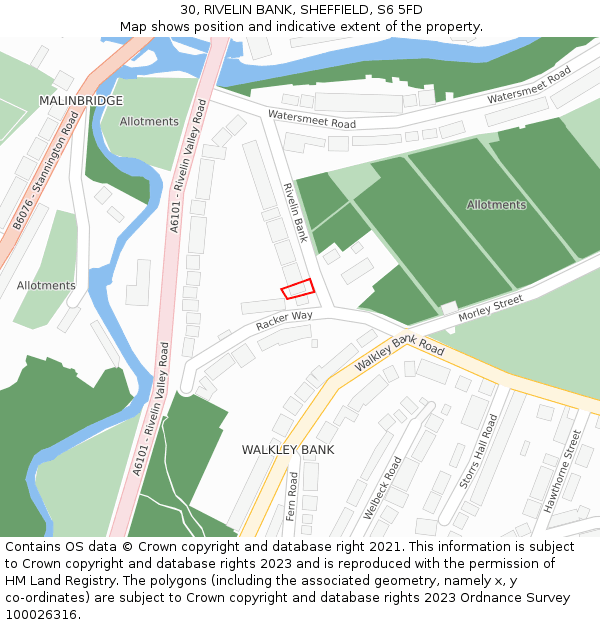 30, RIVELIN BANK, SHEFFIELD, S6 5FD: Location map and indicative extent of plot
