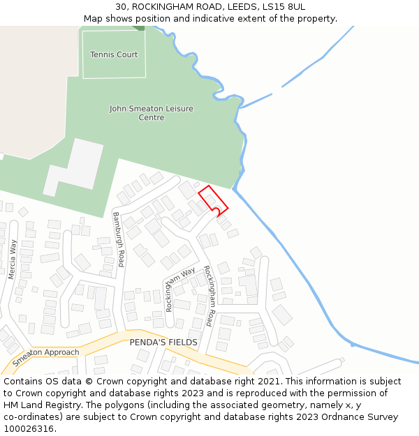 30, ROCKINGHAM ROAD, LEEDS, LS15 8UL: Location map and indicative extent of plot
