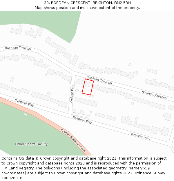30, ROEDEAN CRESCENT, BRIGHTON, BN2 5RH: Location map and indicative extent of plot
