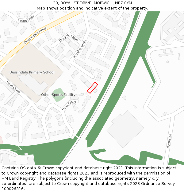 30, ROYALIST DRIVE, NORWICH, NR7 0YN: Location map and indicative extent of plot