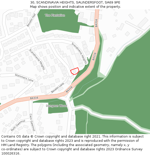 30, SCANDINAVIA HEIGHTS, SAUNDERSFOOT, SA69 9PE: Location map and indicative extent of plot