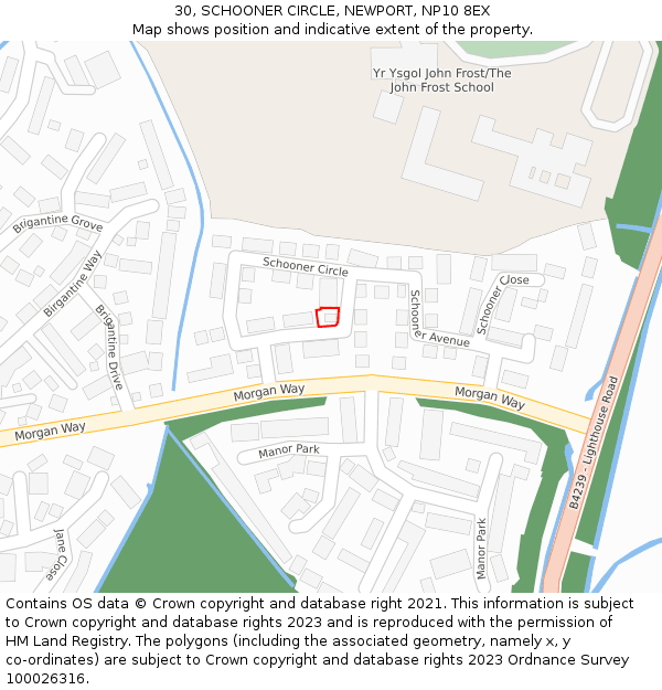 30, SCHOONER CIRCLE, NEWPORT, NP10 8EX: Location map and indicative extent of plot