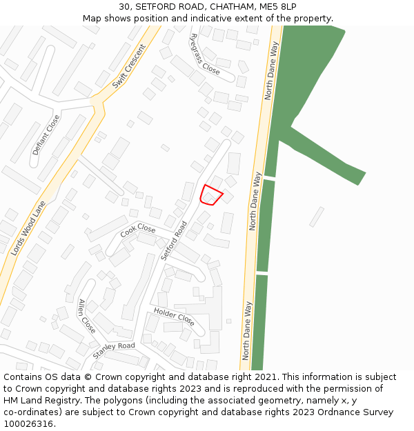 30, SETFORD ROAD, CHATHAM, ME5 8LP: Location map and indicative extent of plot