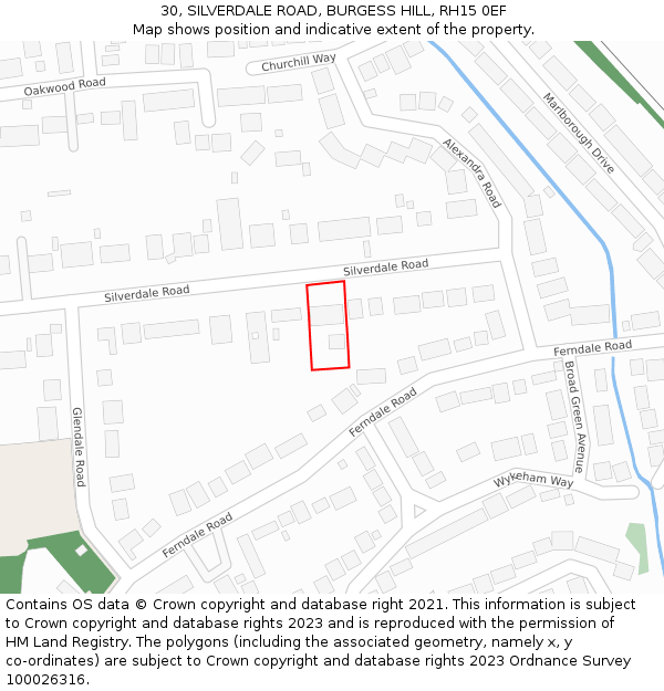 30, SILVERDALE ROAD, BURGESS HILL, RH15 0EF: Location map and indicative extent of plot