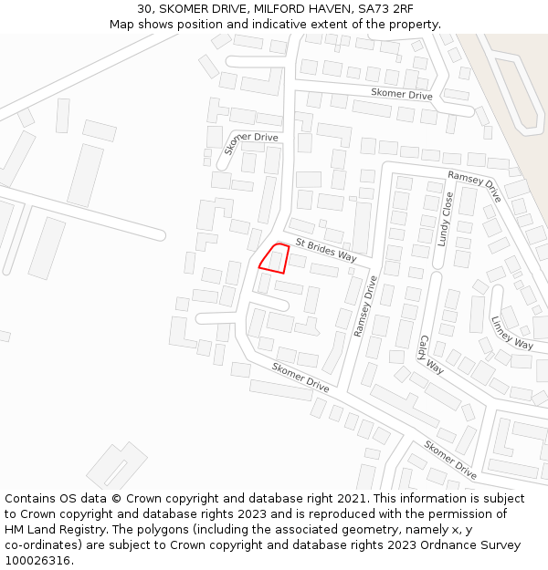 30, SKOMER DRIVE, MILFORD HAVEN, SA73 2RF: Location map and indicative extent of plot