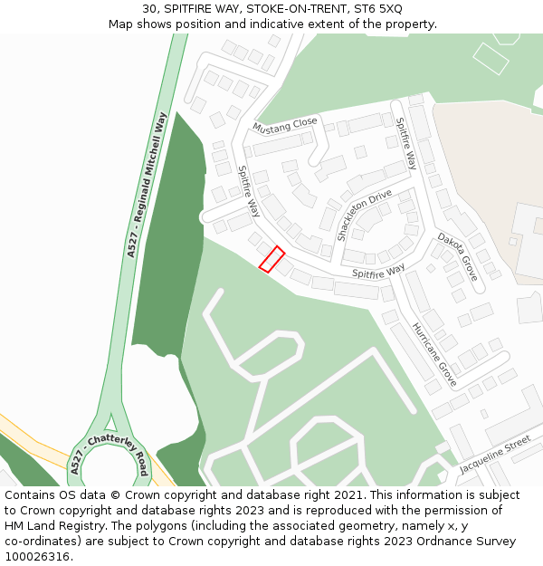 30, SPITFIRE WAY, STOKE-ON-TRENT, ST6 5XQ: Location map and indicative extent of plot