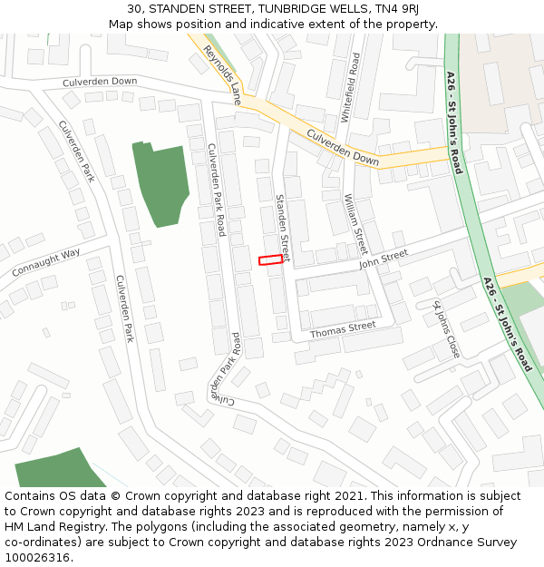 30, STANDEN STREET, TUNBRIDGE WELLS, TN4 9RJ: Location map and indicative extent of plot
