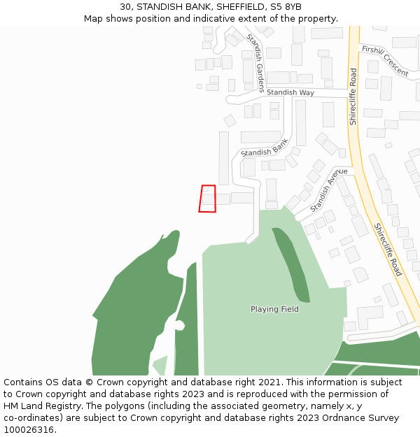 30, STANDISH BANK, SHEFFIELD, S5 8YB: Location map and indicative extent of plot