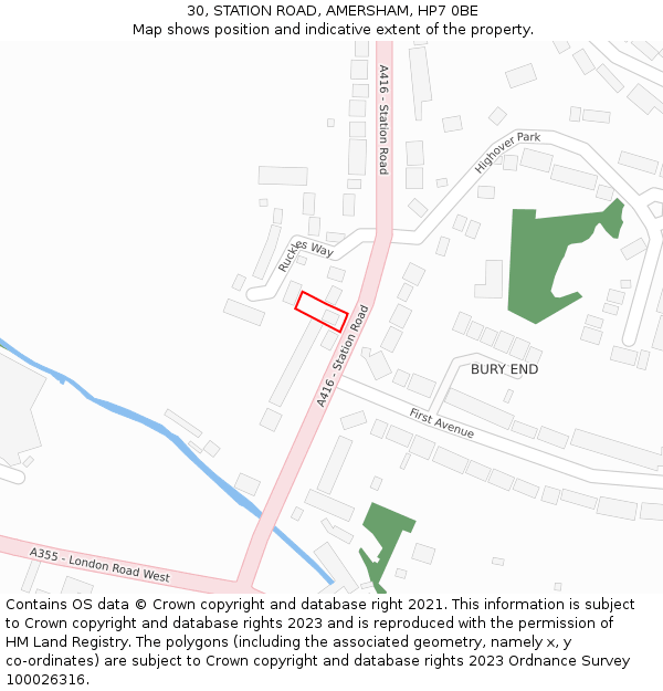 30, STATION ROAD, AMERSHAM, HP7 0BE: Location map and indicative extent of plot