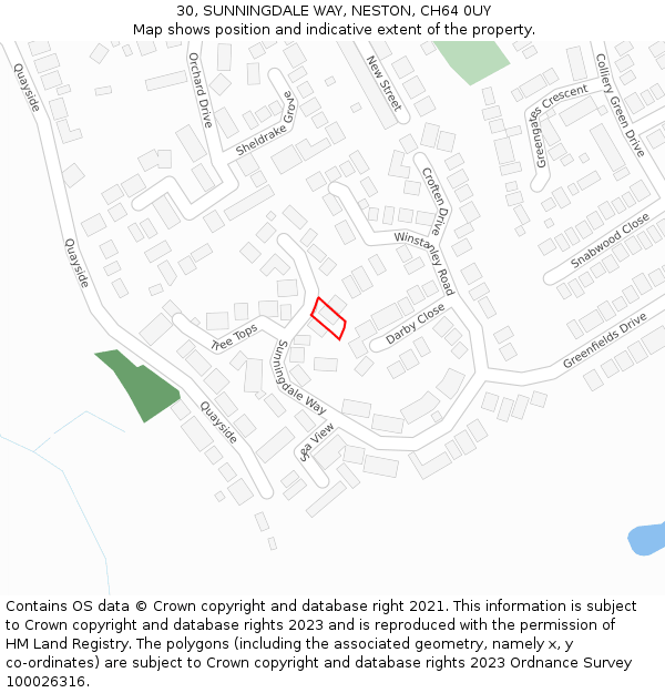 30, SUNNINGDALE WAY, NESTON, CH64 0UY: Location map and indicative extent of plot