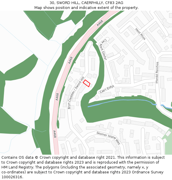 30, SWORD HILL, CAERPHILLY, CF83 2AG: Location map and indicative extent of plot