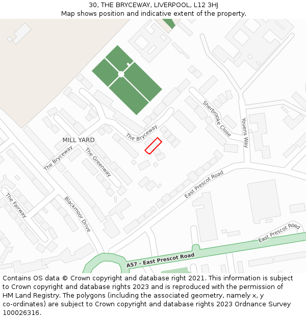30, THE BRYCEWAY, LIVERPOOL, L12 3HJ: Location map and indicative extent of plot