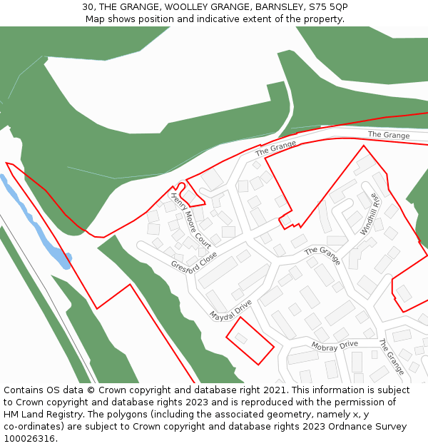 30, THE GRANGE, WOOLLEY GRANGE, BARNSLEY, S75 5QP: Location map and indicative extent of plot