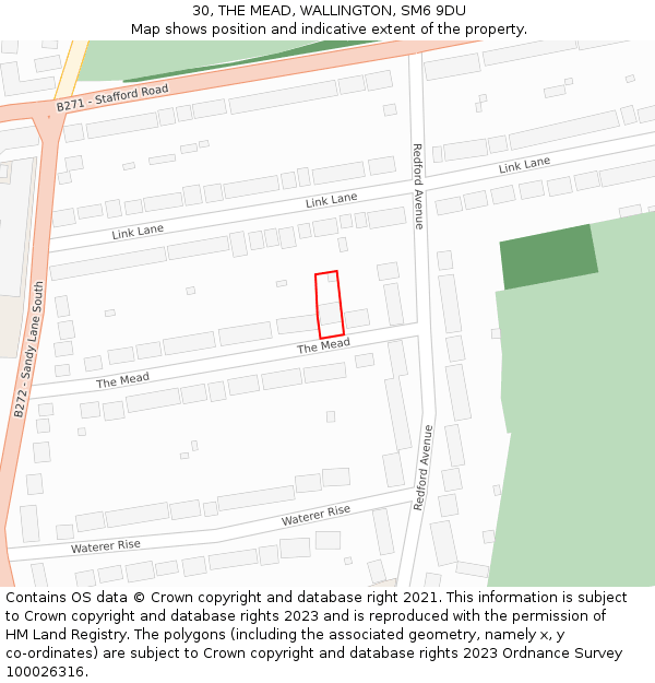 30, THE MEAD, WALLINGTON, SM6 9DU: Location map and indicative extent of plot