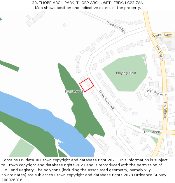 30, THORP ARCH PARK, THORP ARCH, WETHERBY, LS23 7AN: Location map and indicative extent of plot
