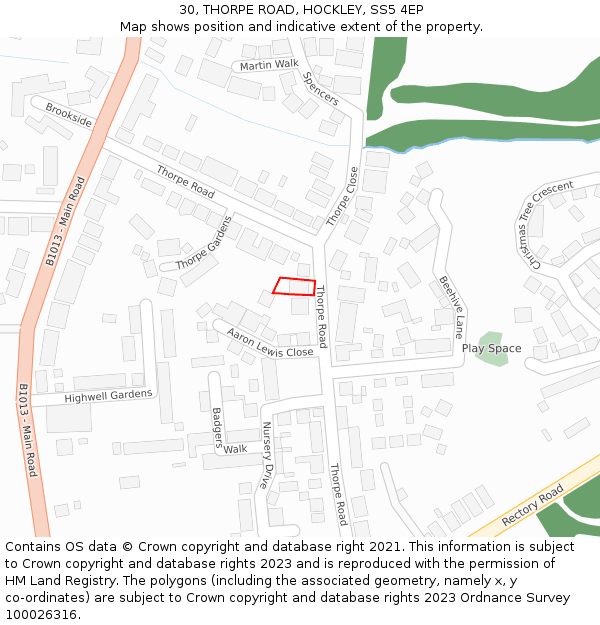 30, THORPE ROAD, HOCKLEY, SS5 4EP: Location map and indicative extent of plot