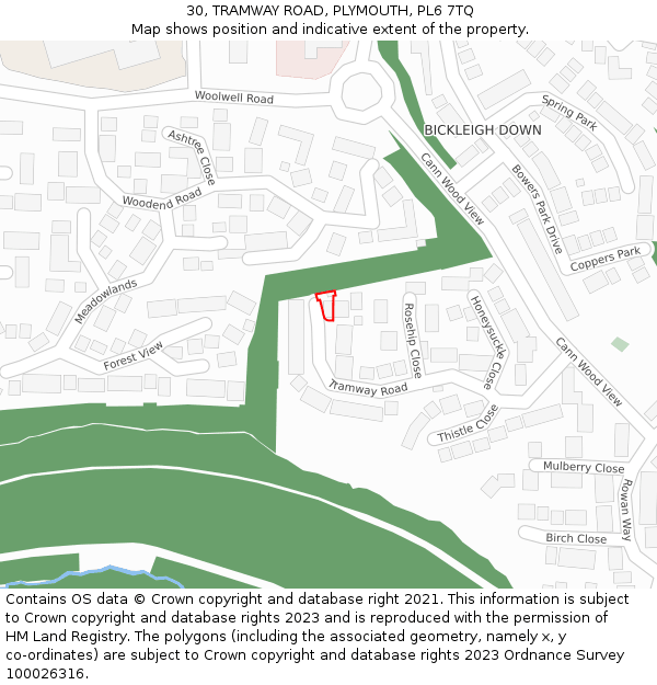 30, TRAMWAY ROAD, PLYMOUTH, PL6 7TQ: Location map and indicative extent of plot