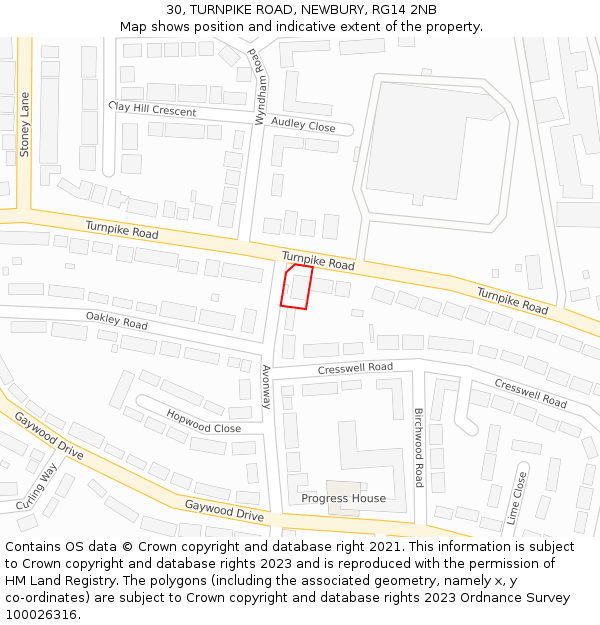 30, TURNPIKE ROAD, NEWBURY, RG14 2NB: Location map and indicative extent of plot