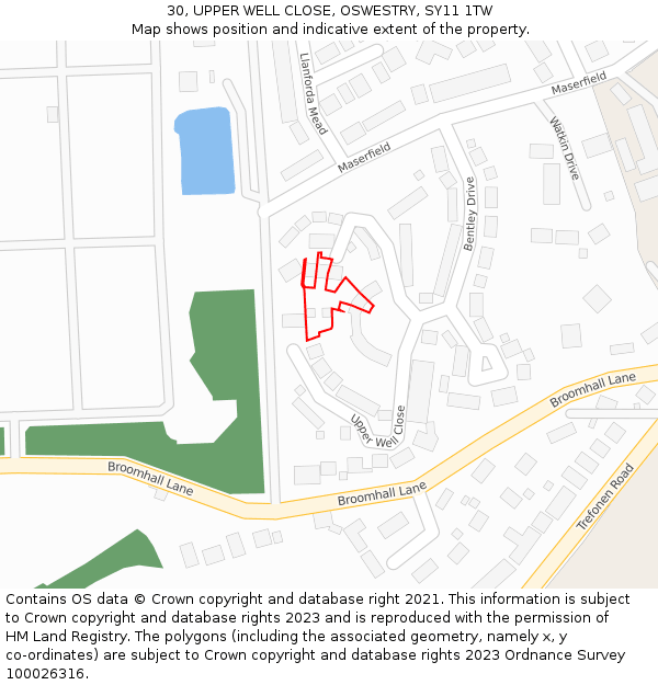 30, UPPER WELL CLOSE, OSWESTRY, SY11 1TW: Location map and indicative extent of plot