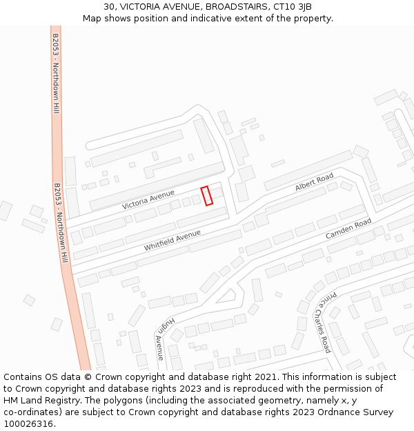 30, VICTORIA AVENUE, BROADSTAIRS, CT10 3JB: Location map and indicative extent of plot