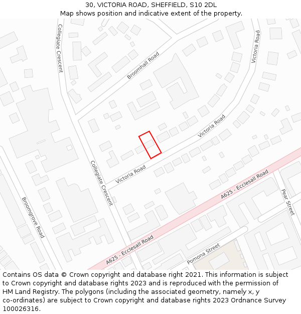 30, VICTORIA ROAD, SHEFFIELD, S10 2DL: Location map and indicative extent of plot