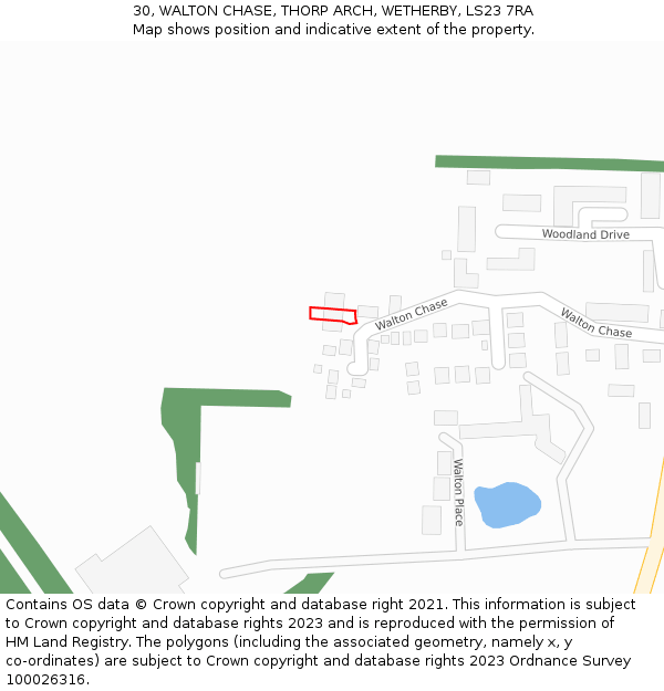 30, WALTON CHASE, THORP ARCH, WETHERBY, LS23 7RA: Location map and indicative extent of plot