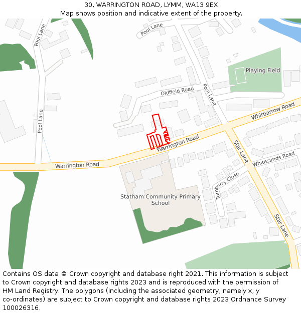 30, WARRINGTON ROAD, LYMM, WA13 9EX: Location map and indicative extent of plot