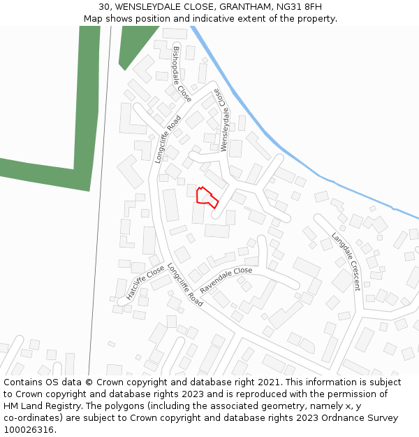 30, WENSLEYDALE CLOSE, GRANTHAM, NG31 8FH: Location map and indicative extent of plot