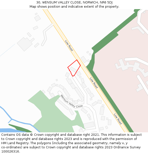 30, WENSUM VALLEY CLOSE, NORWICH, NR6 5DJ: Location map and indicative extent of plot