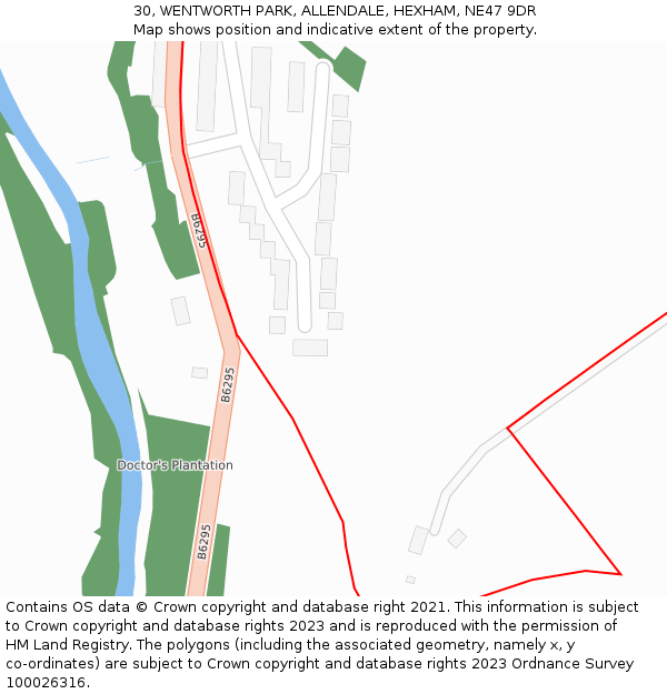 30, WENTWORTH PARK, ALLENDALE, HEXHAM, NE47 9DR: Location map and indicative extent of plot