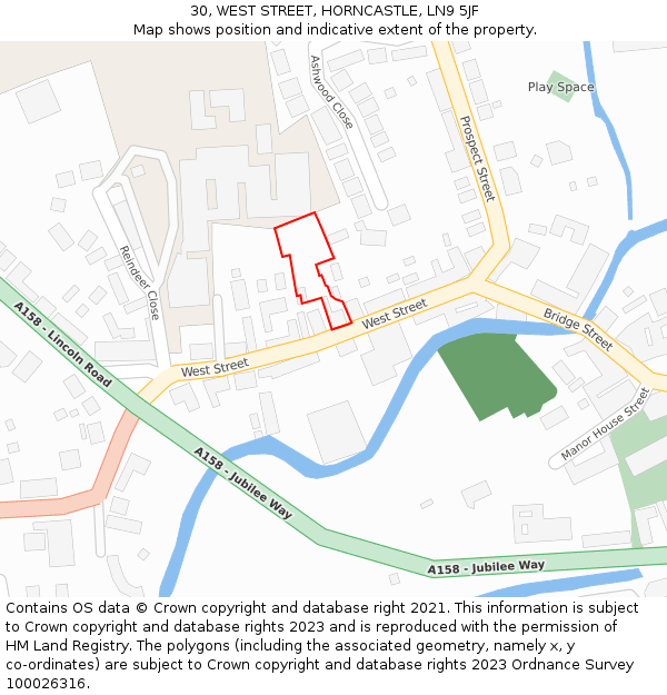 30, WEST STREET, HORNCASTLE, LN9 5JF: Location map and indicative extent of plot