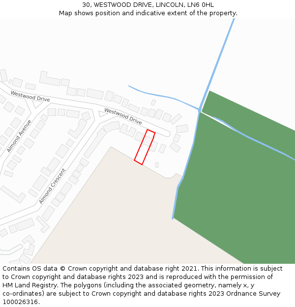 30, WESTWOOD DRIVE, LINCOLN, LN6 0HL: Location map and indicative extent of plot
