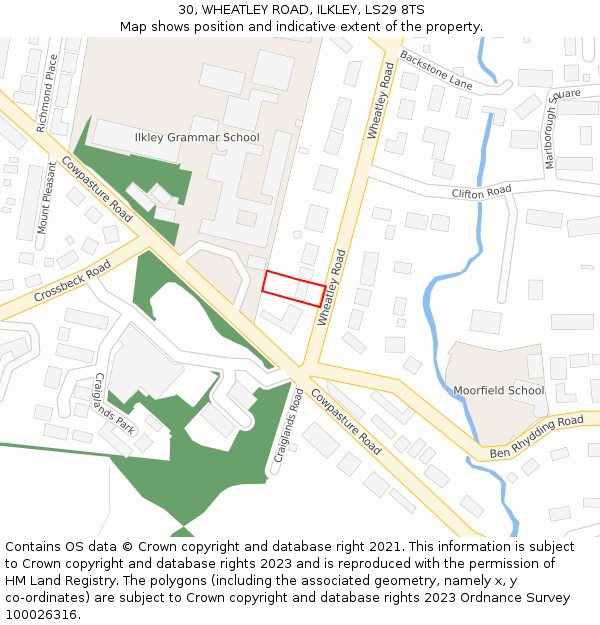 30, WHEATLEY ROAD, ILKLEY, LS29 8TS: Location map and indicative extent of plot