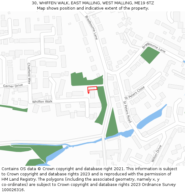 30, WHIFFEN WALK, EAST MALLING, WEST MALLING, ME19 6TZ: Location map and indicative extent of plot